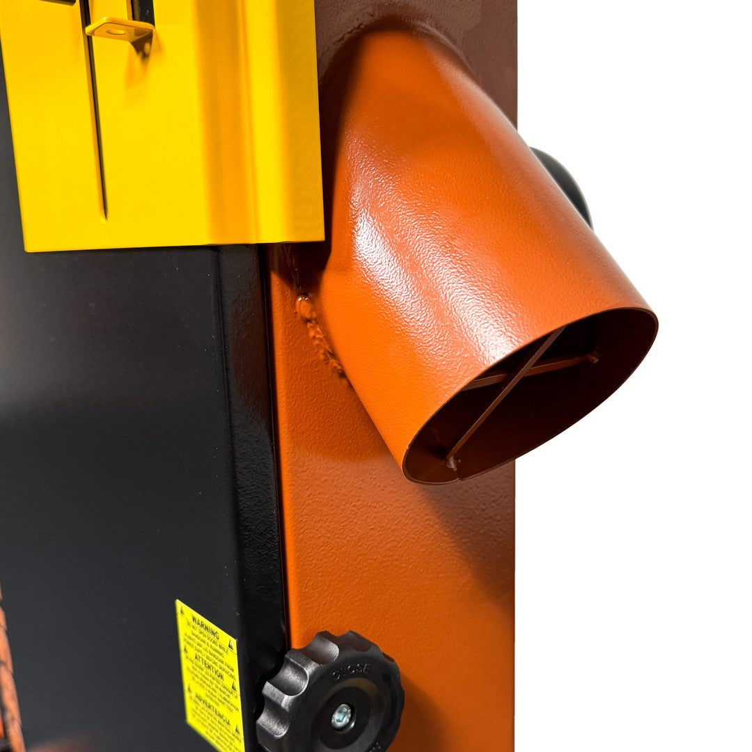 Sherwood 14in Heavy-Duty Bandsaw in action, showcasing precise wood cutting capabilities