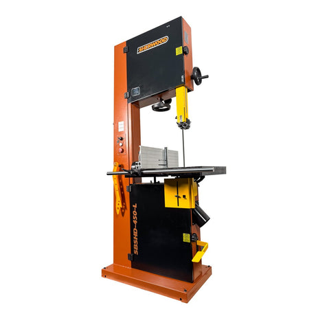 Sherwood 18in 3000W 4HP Heavy-Duty Bandsaw in action slicing through wood