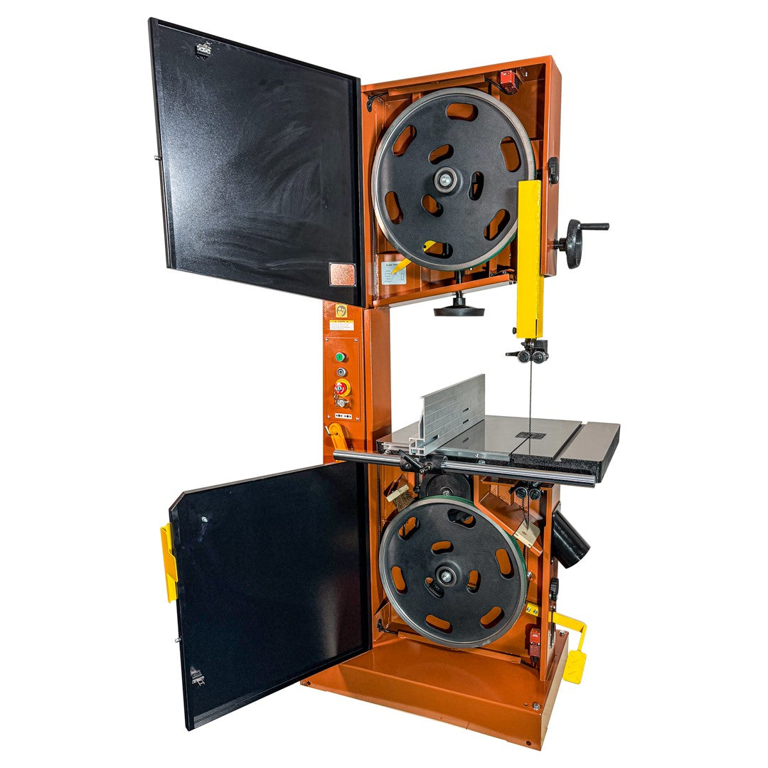 Sherwood 20in 3000W 4HP Industrial Bandsaw front view with table and blade visible