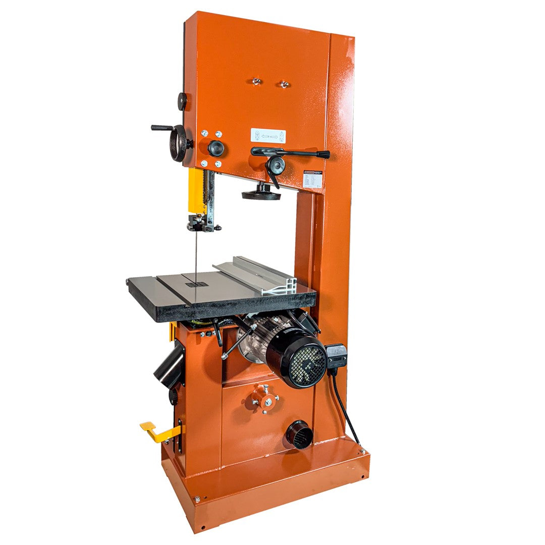 Sherwood 20in 3000W 4HP Industrial Bandsaw showing side view with precision blade alignment