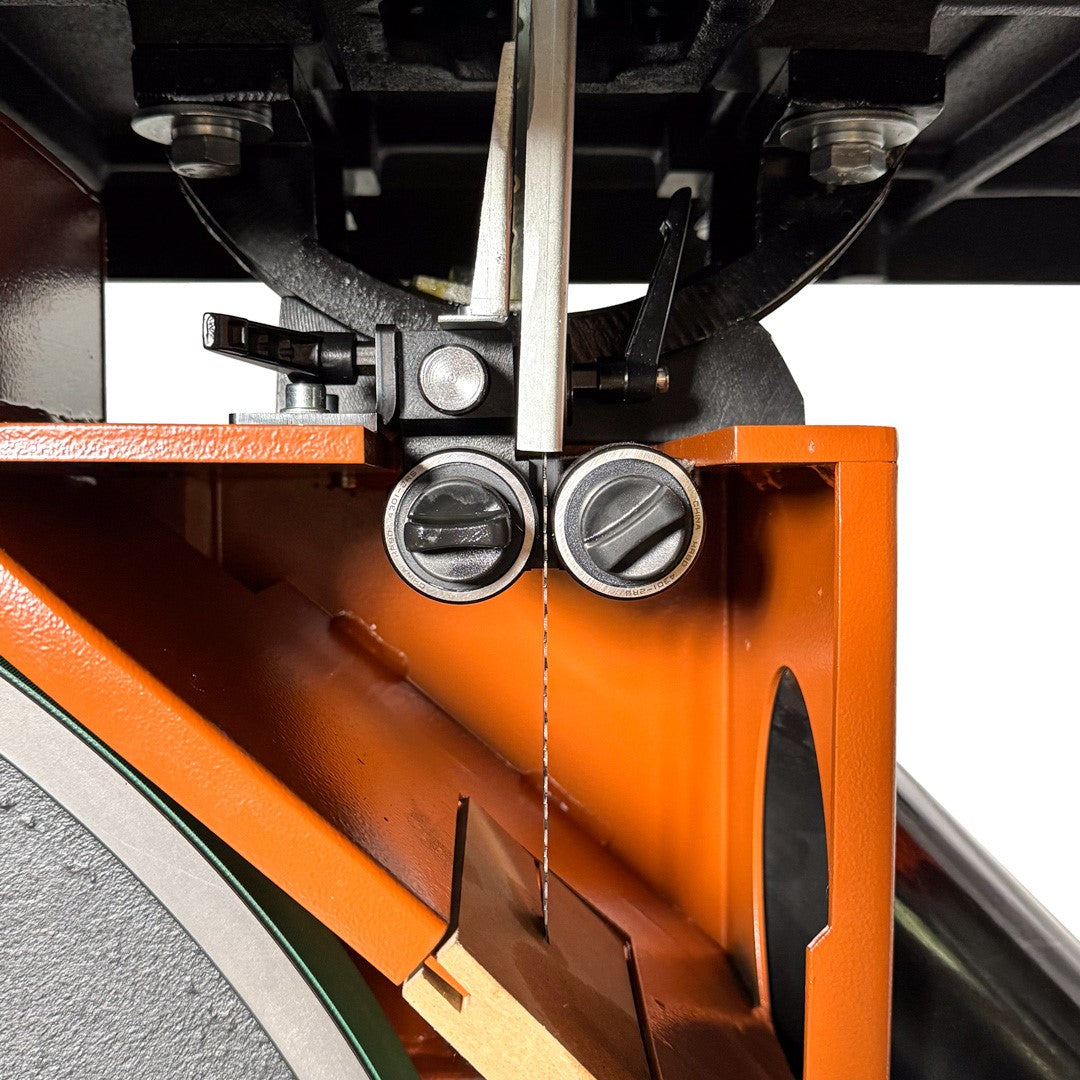 Sherwood 24in 4000W 5HP Industrial Bandsaw in action, showcasing its powerful motor and large cutting capacity