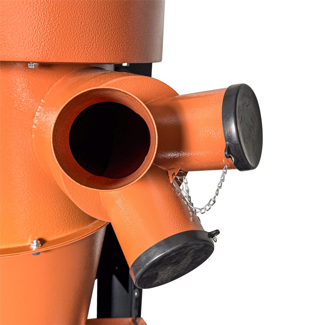 Sherwood 2.5HP Cyclone Dust Extractor showing the two-stage collection system in action