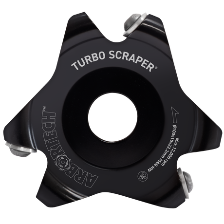 Arbortech Turbo Scraper carving attachment showcasing smooth and precise carving potential on wood