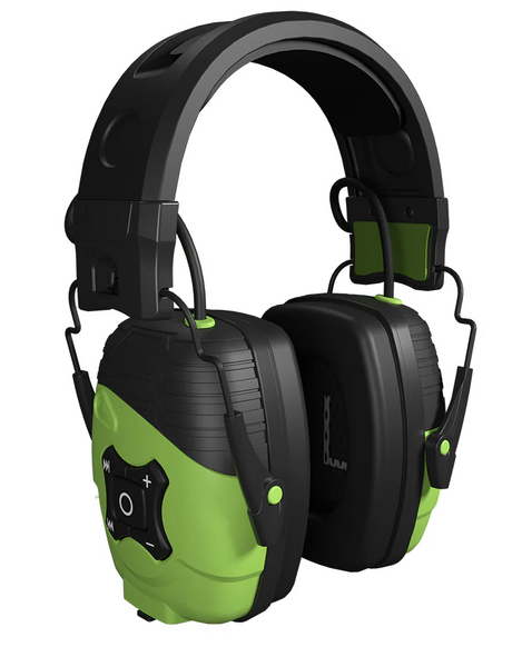 ISOtunes LINK Aware Bluetooth Earmuffs in green and black, designed for woodworkers, with AWARE technology for environmental awareness