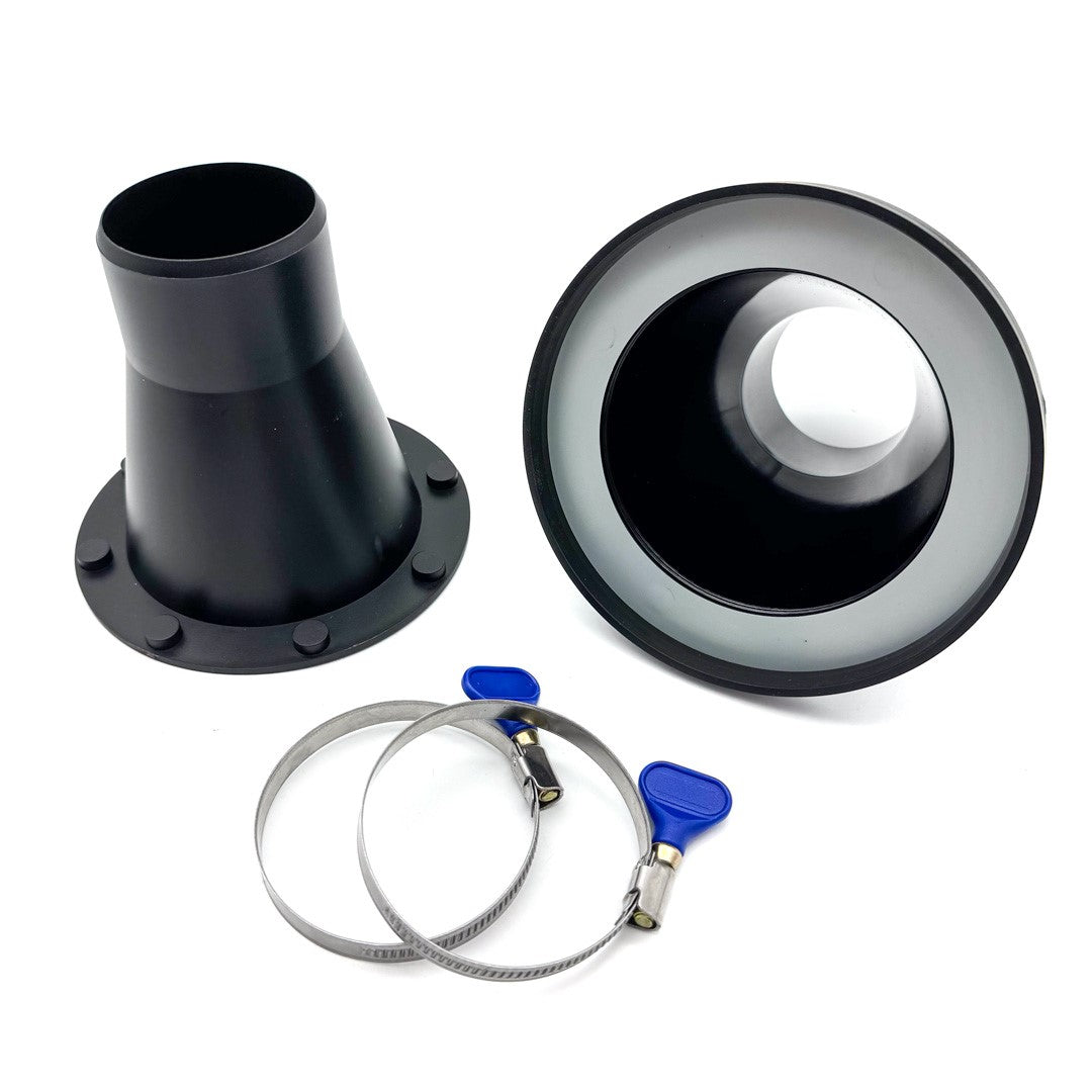 Sherwood magnetic quick connection dust extraction coupling set in use with 2 1/2in hose