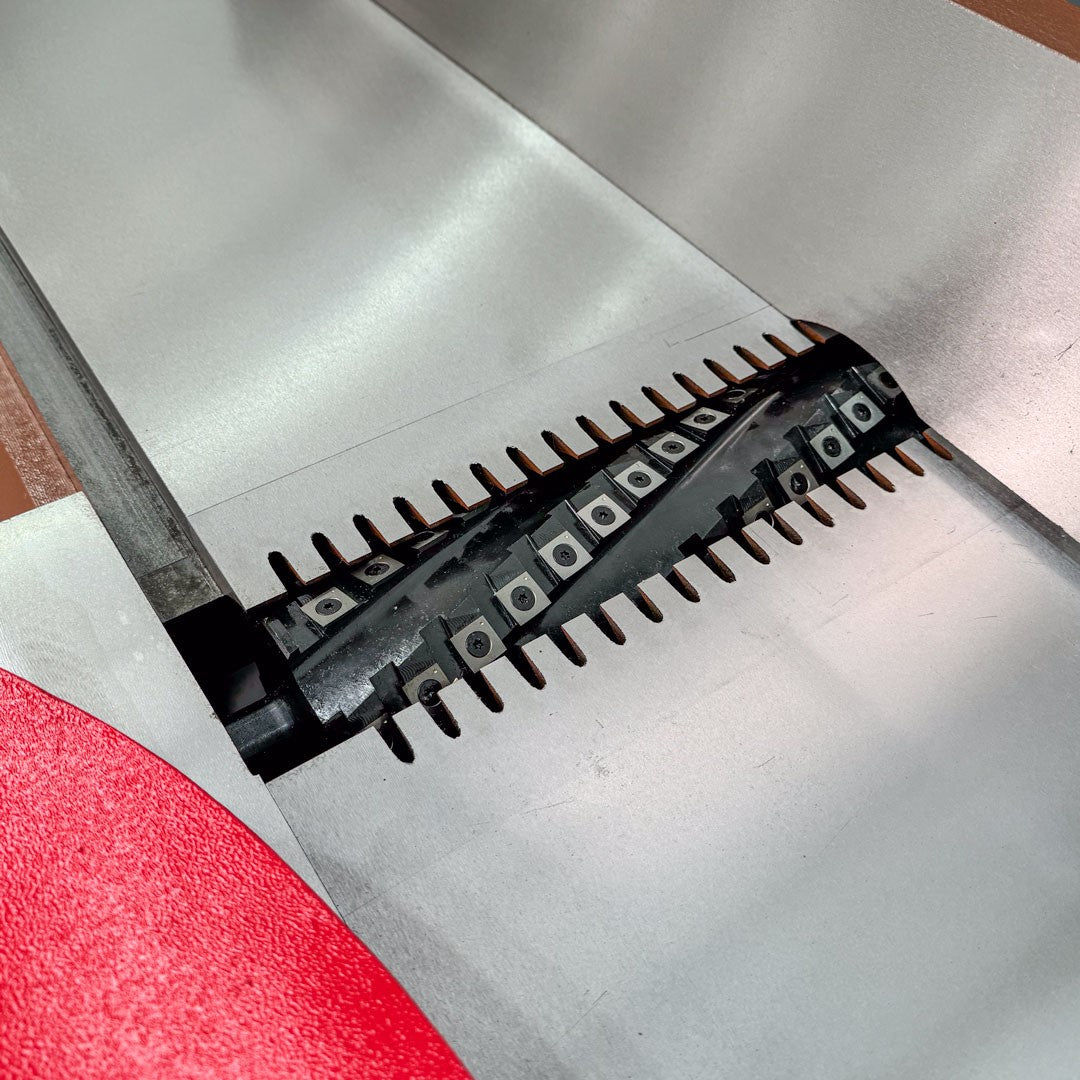 Sherwood 12in Parallelogram Jointer with Helical Head in action, showcasing wide-format machining capabilities