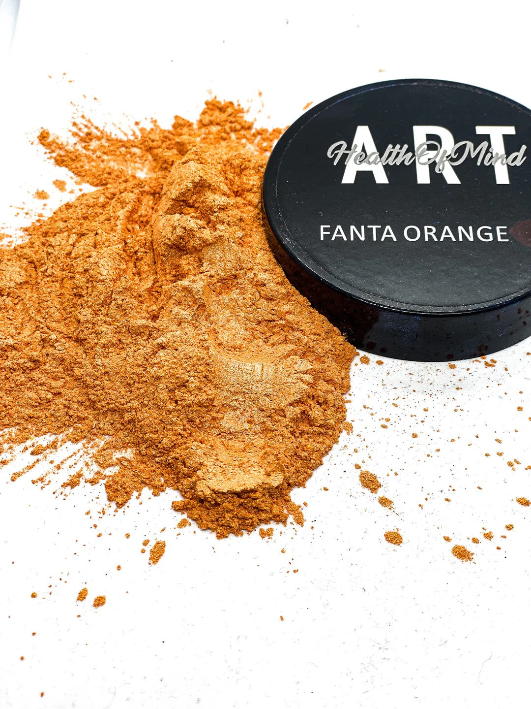 Vibrant Fanta Orange Pearlescent Mica Powder, perfect for epoxy resin art and woodworking projects