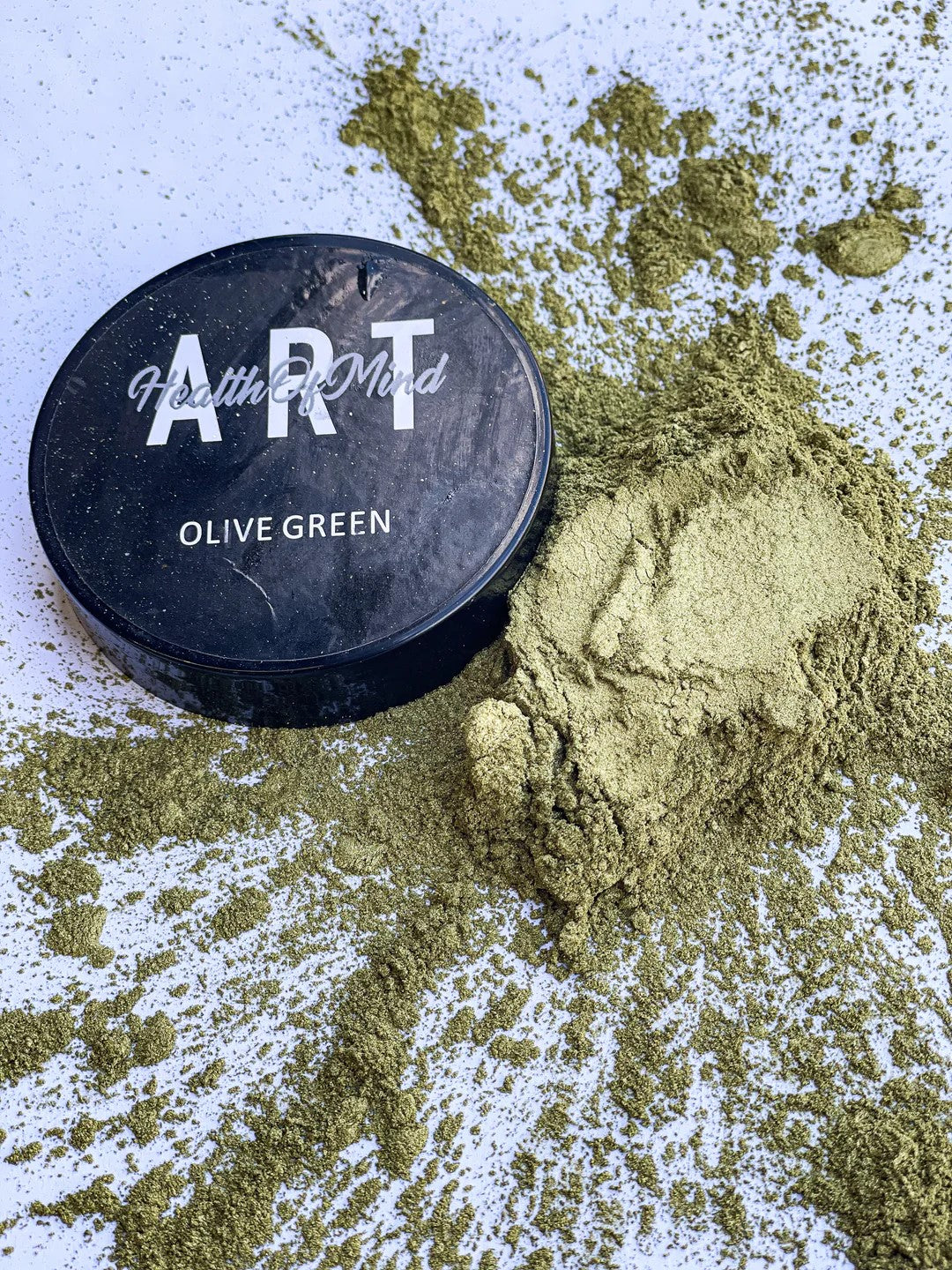 Health of Mind Art Olive Green 50g Pearlescent Pigment Mica Powder in jar for epoxy resin crafting
