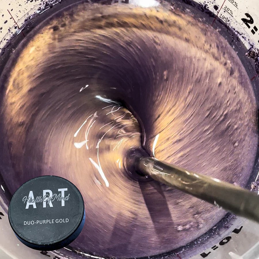 Health of Mind Art Purple/Gold 50g Duo Colour Mica Powder for Epoxy Resin Jar with two-tone colour shift effect