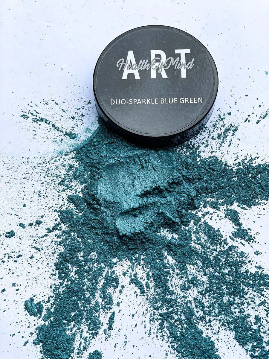 Health of Mind Art Sparkle Blue/Green Duo Colour Mica Powder for Epoxy Resin in 50g jar