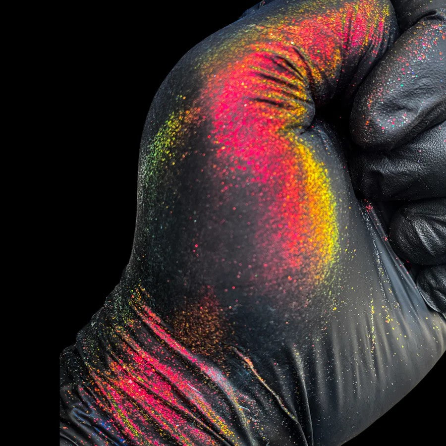 Vibrant Super Chameleon Mica Pigment for Epoxy Resin in Orange/Red/Gold/Green swirls