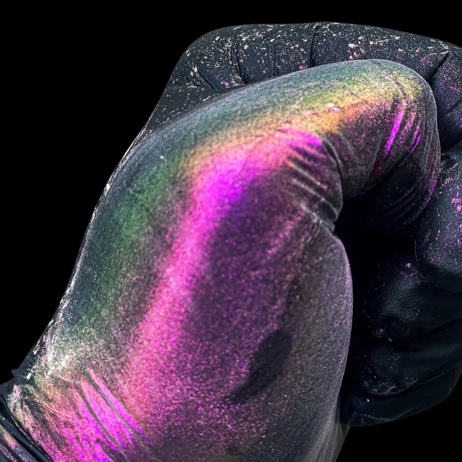 Violet, gold, and green Super Chameleon Mica Pigment powder for epoxy resin in 1g pack from Health of Mind Art