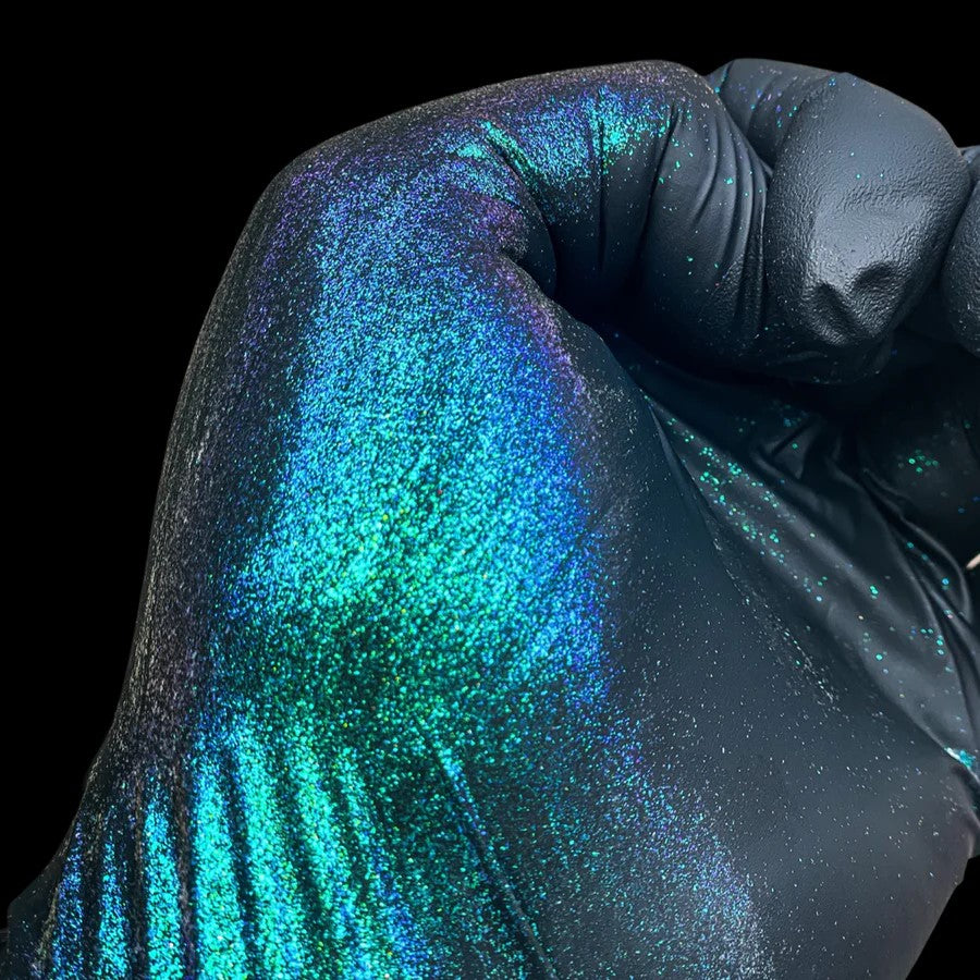 Yellow, violet, blue, and green Super Chameleon Mica Pigment for Epoxy Resin on timber surface