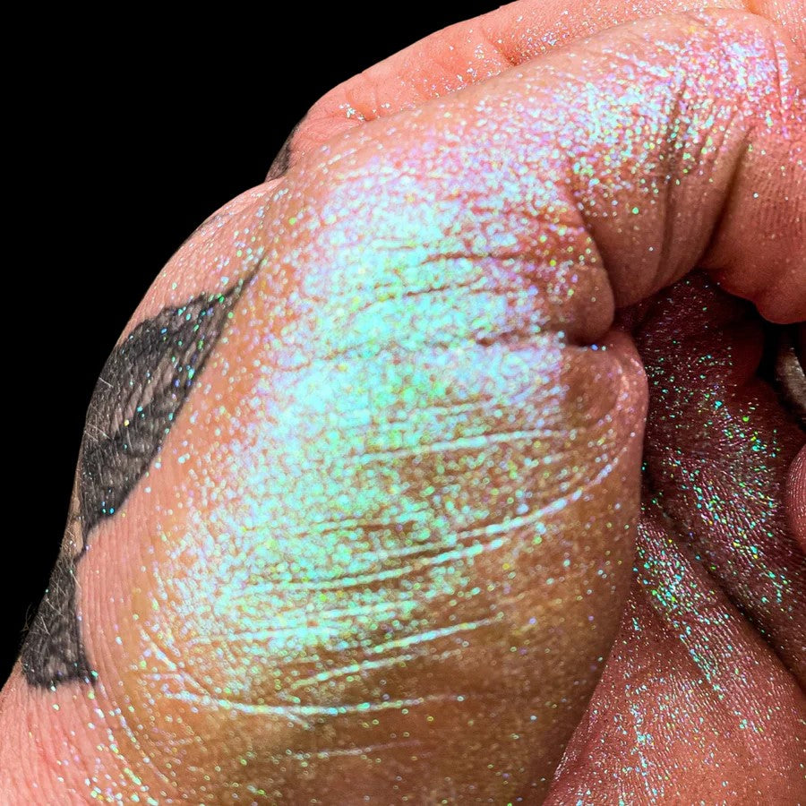 Health of Mind Art Super Chameleon Mica Pigment in Yellow/Violet/Blue/Green shades for Epoxy Resin on timber edge