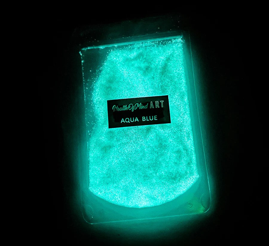 Health of Mind Art Aqua Blue 100g Luminescent Sand Pigment for Epoxy Resin in Australian Woodworking Tools Store