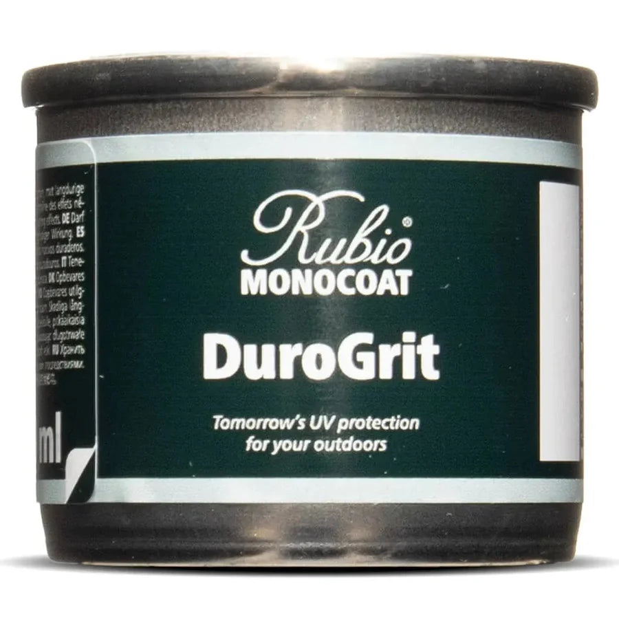 Rubio Monocoat DuroGrit Exterior Oil Finish in Atacama Grey on Pine wood surface