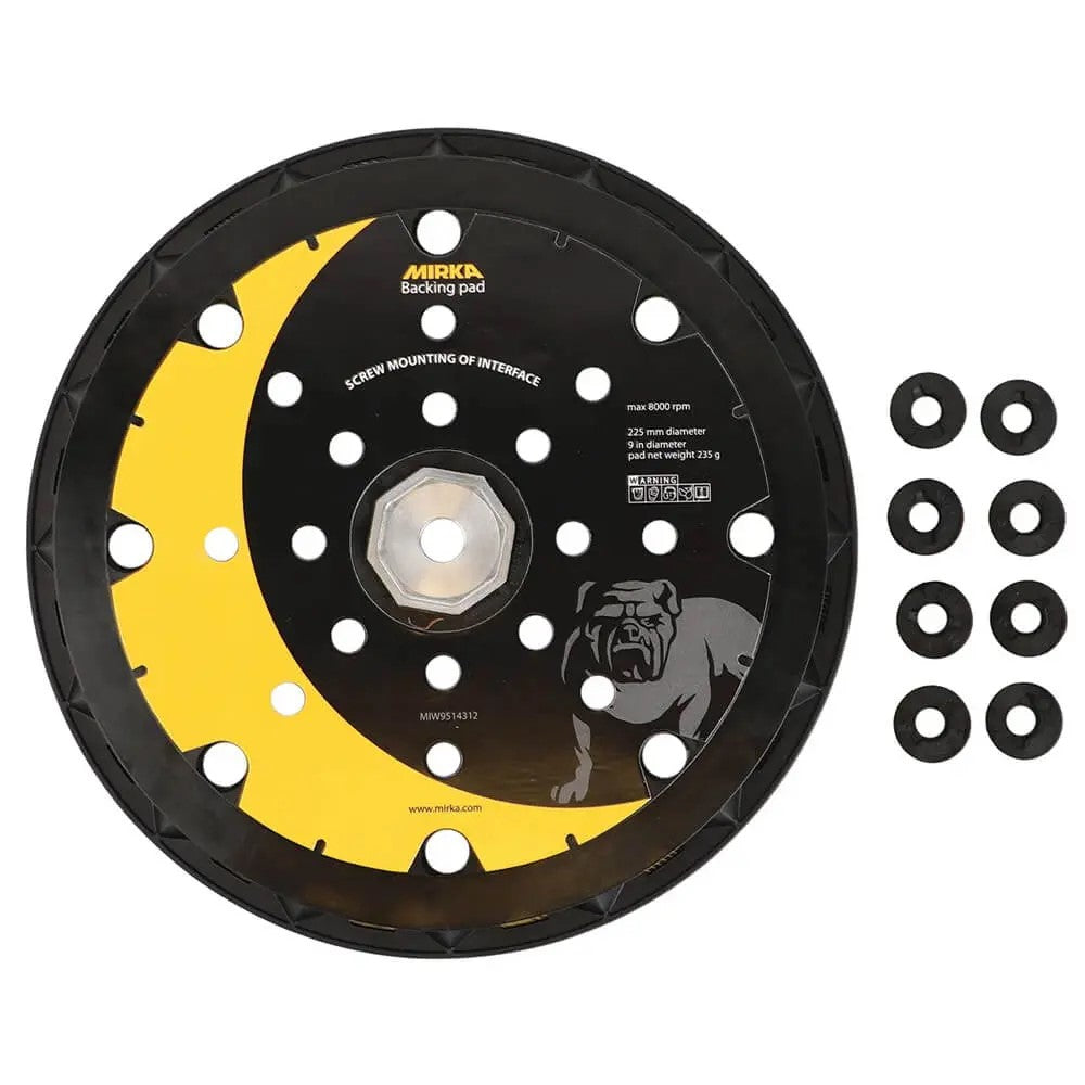 Mirka 225mm Backing Pad for LEROS electric orbital sander with 25H grip and 8 screws