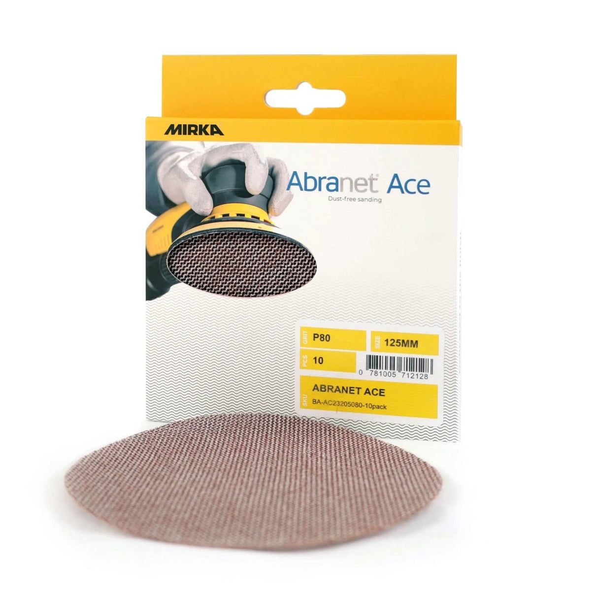 Mirka Abranet Ace Sanding Discs 125mm Pack of 10, mix of coarse grits 80, 120, 180, 240, and 320