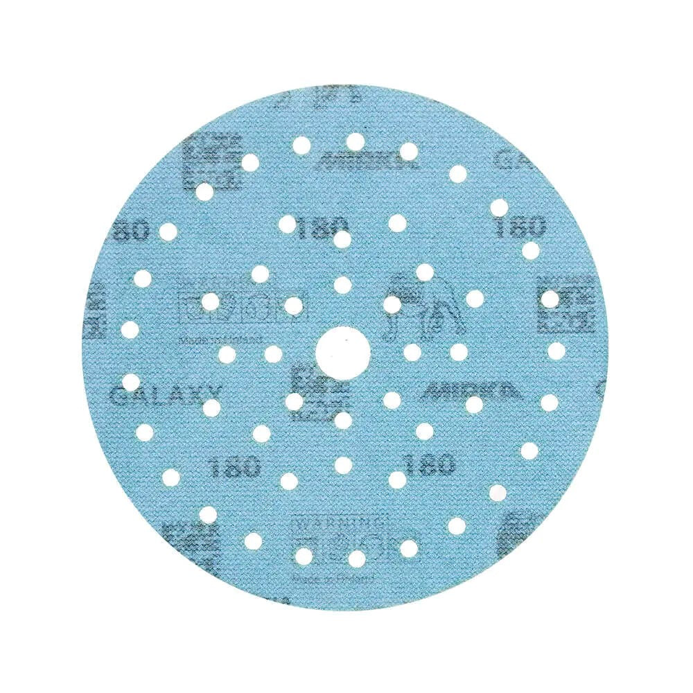 Mirka Galaxy Sanding Discs in 150mm size, pack of 10 - Top view showing high-quality sanding discs in professional packaging