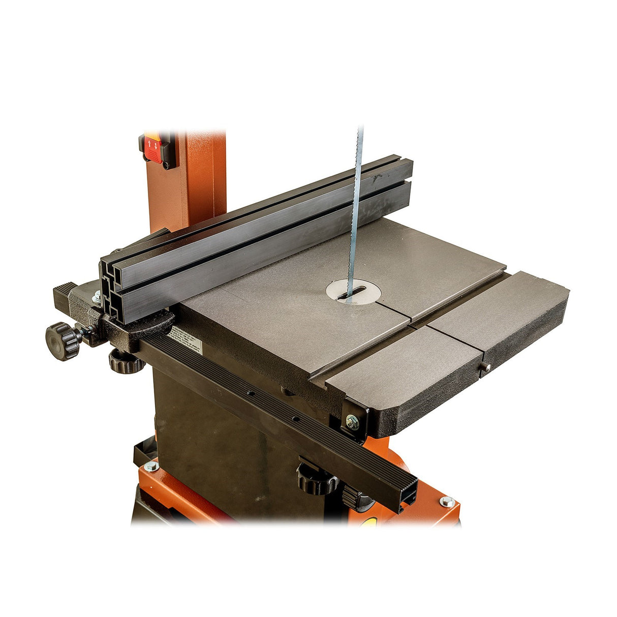 Sherwood 10in 750W Bandsaw with Sanding System in action, showcasing precision and power