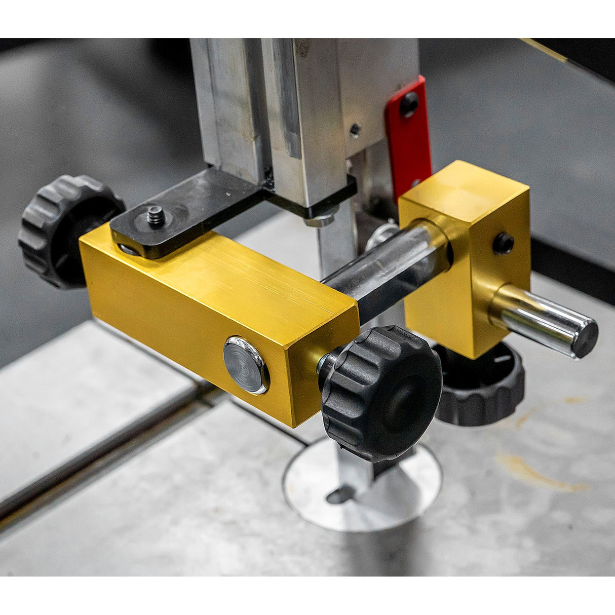 Sherwood SBSHD-250-SA Bandsaw Sander Attachment in use on a 10in 750W Bandsaw
