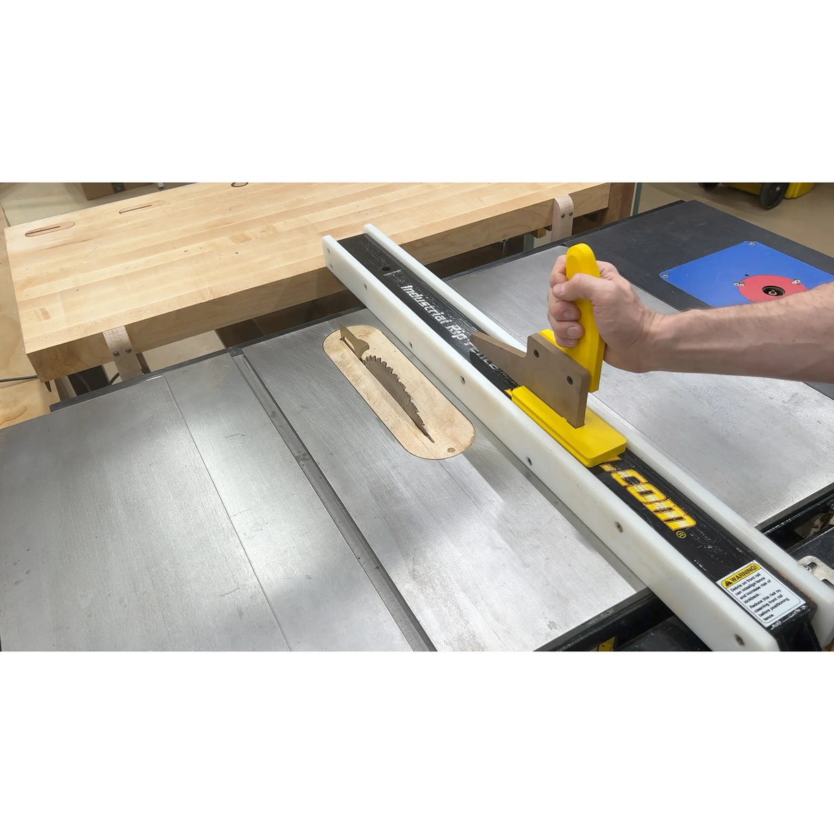Magswitch SavR Magnetic Push Block on table saw with innovative design