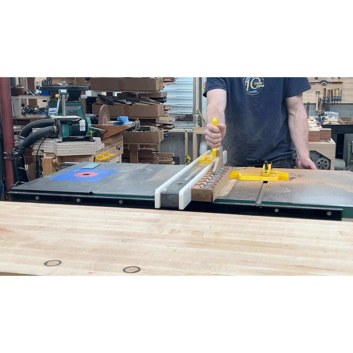 Magswitch SavR Magnetic Push Block attached to table saw