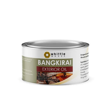 Whittle Waxes Evolution Bangkirai Oil UV Resistant Clear Exterior Finish in 125ml size bottle