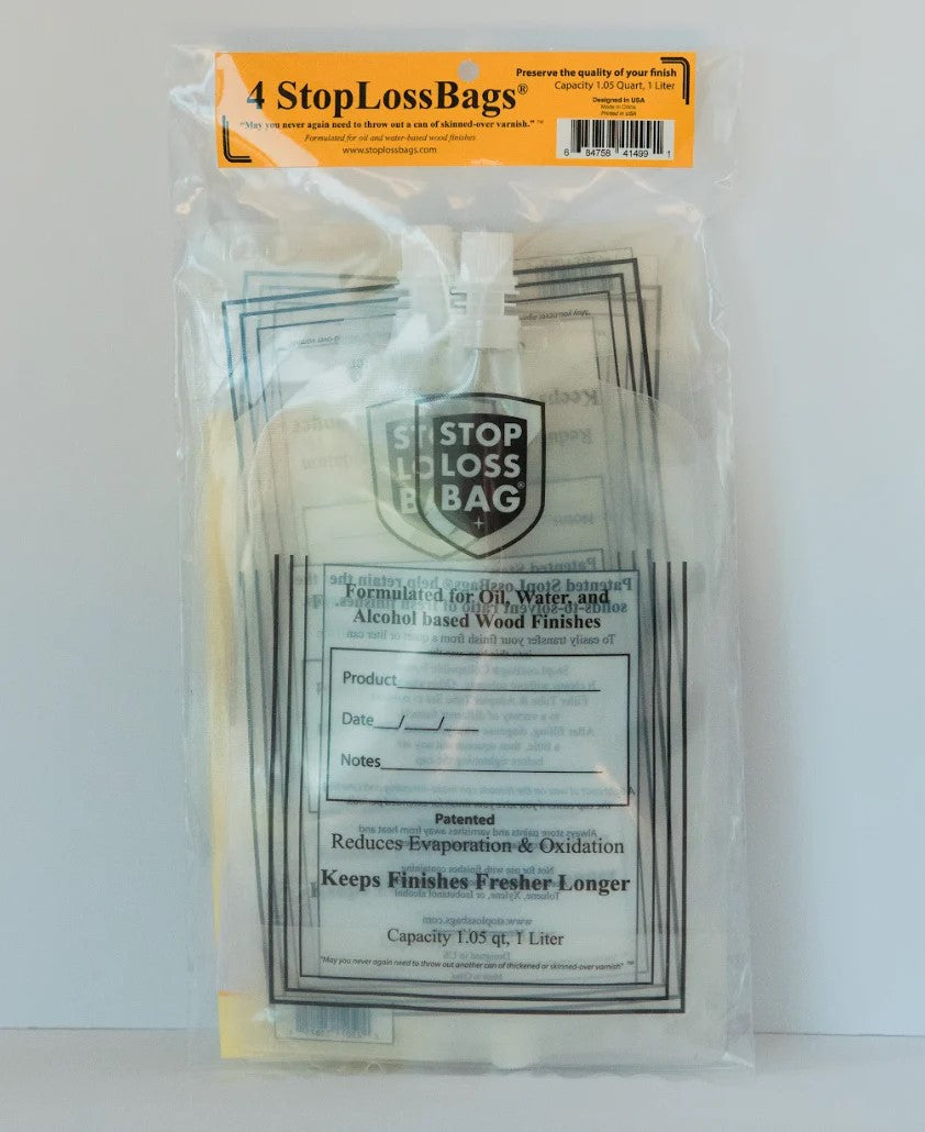 StopLossBag Pouch Airtight Wood Finish Preserver Set, 4 pouches, showing innovative 3-ply construction for solvent retention