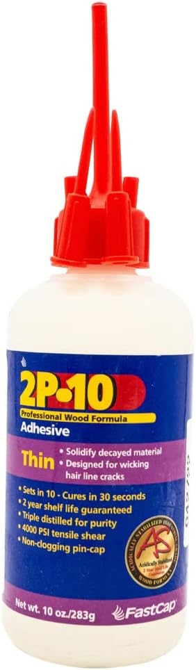 FastCap 2P-10 Thin Super Glue 280ml in use, perfect for filling cracks and small gaps