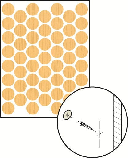 White self-adhesive screw cover caps by FastCap, ideal for professional finishing touches