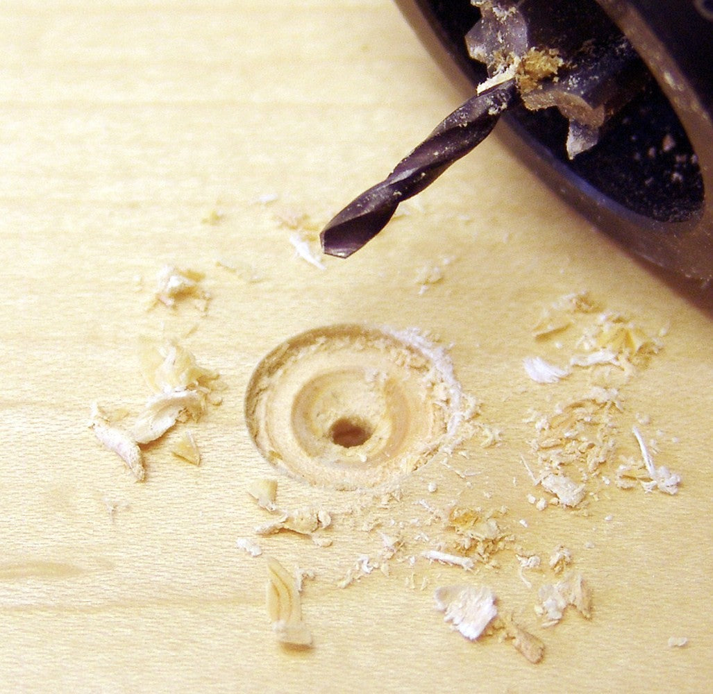 FastCap Hole Punch Tool Deluxe Set with Hard Shell Case & Flush Mount Carbide Drill Bit, close-up of included drill bit sizes