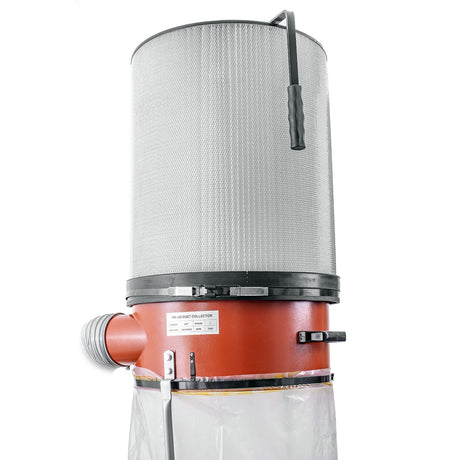 Sherwood 2HP Dust Extractor with Cartridge Filter, angled view, pleated filter visible