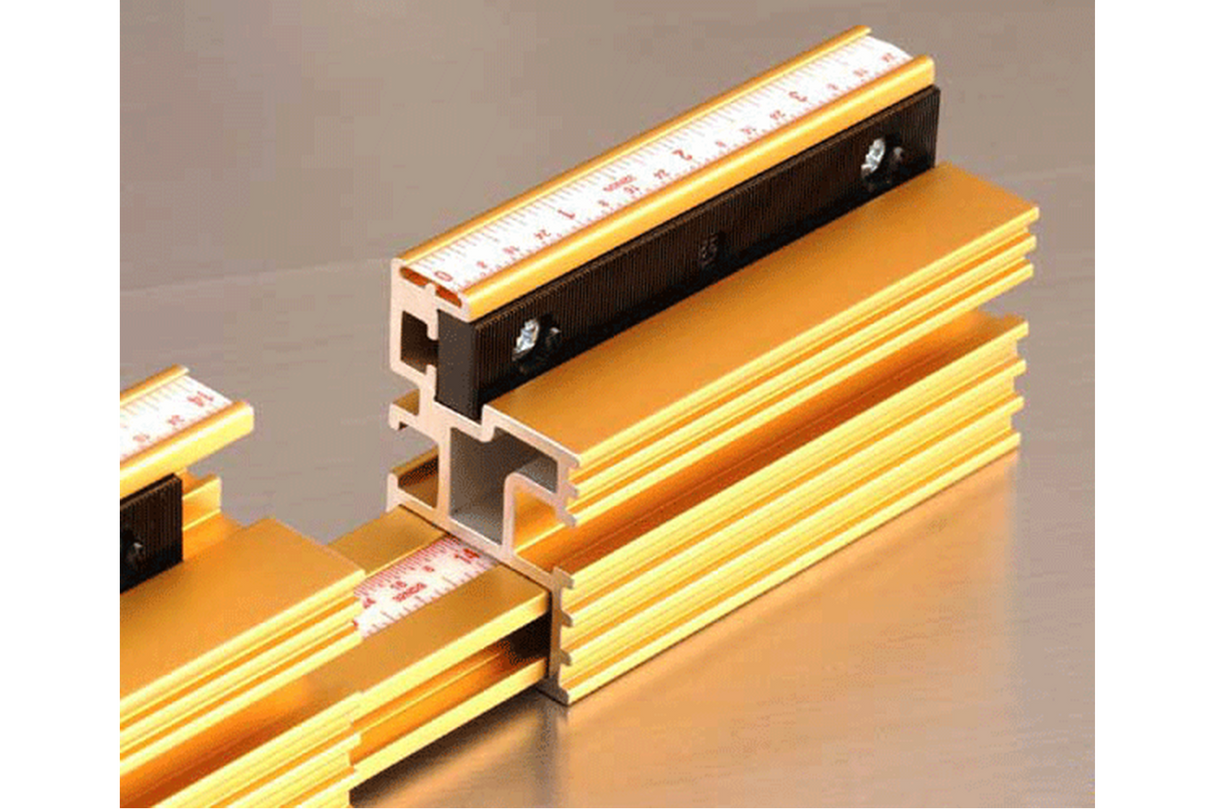 INCRA Telescopic Flip Fence showing detailed aluminum extrusions