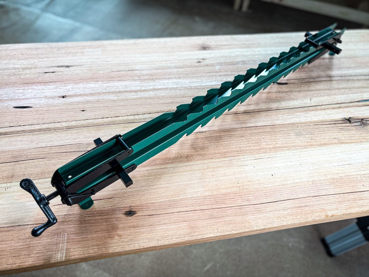 Torquata Set of 2 Panel Clamps in action securing large panel for even gluing - Australian woodworking tools