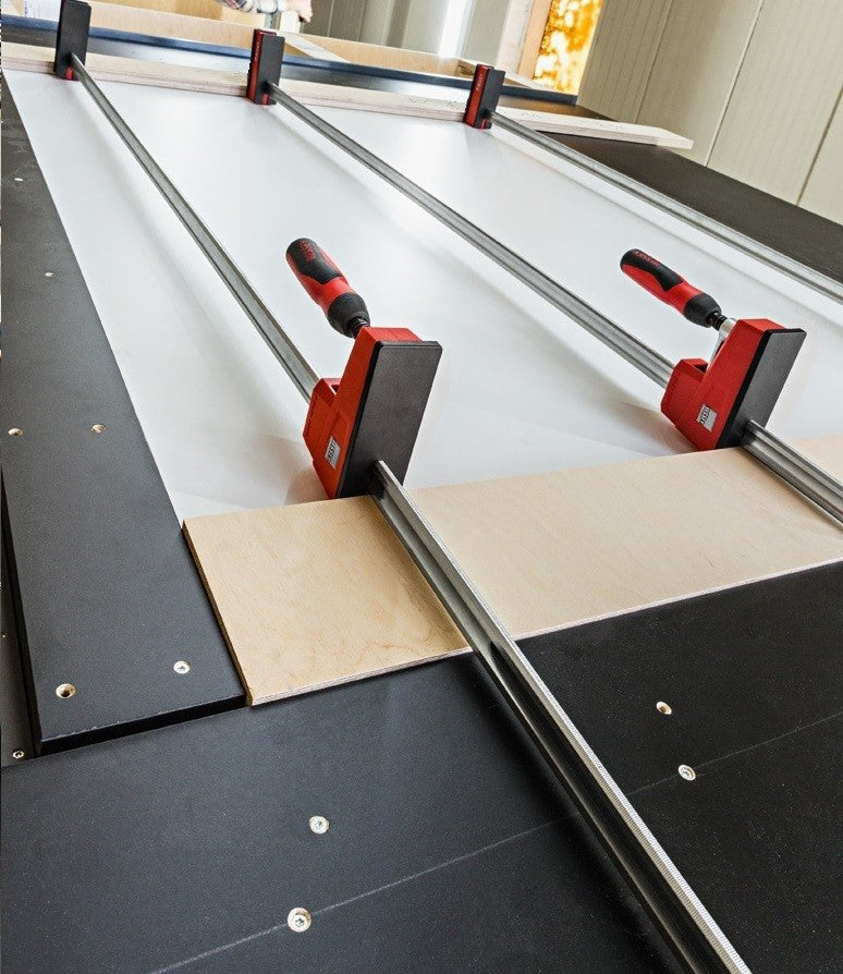 Bessey K-Body Revo Parallel Clamps 800mm, angled view in action