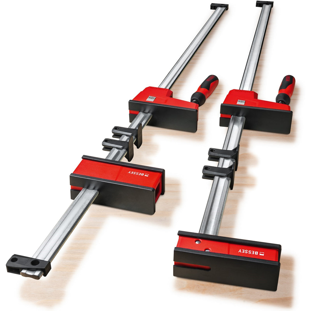Bessey K-Body Vario Revo Clamps showcasing adjustable jaws for optimal clamping preparation