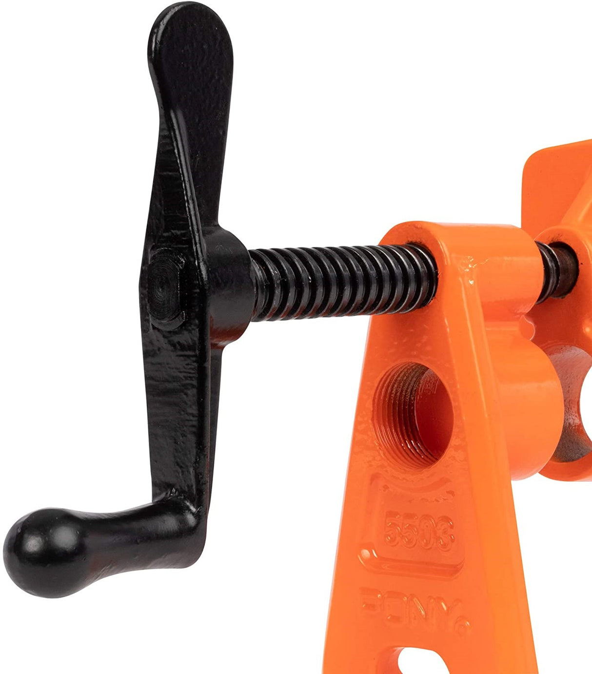 Pony Jorgensen Extended Foot Pipe Clamp with 2100mm 3/4in Pipe, close-up view of adjustable foot mechanism