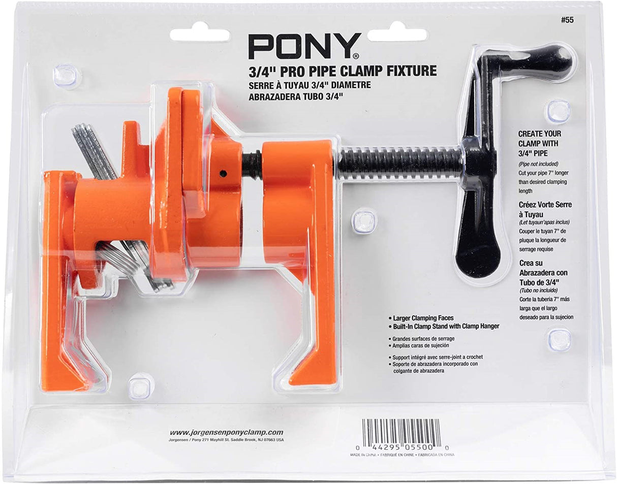 Pony Jorgensen Extended Foot Pipe Clamp with 2100mm 3/4in Pipe, part of a set of 4 clamps for woodworking and metalworking
