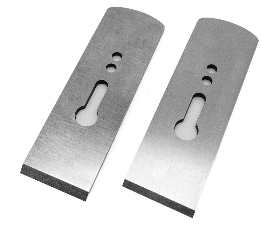 Melbourne Tool Company Set of 2 Blades for Low Angle Block Hand Plane - 38 & 50 degree Bevel, showing blade angle options
