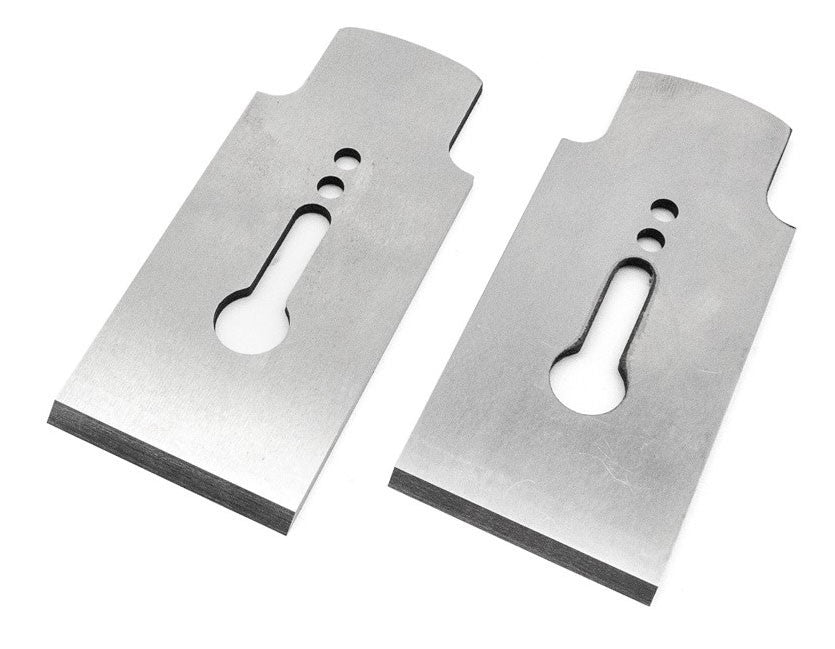 Melbourne Tool Company Set of 2 Blades for Low Angle Jack Hand Plane, 38 & 50 degree Bevel, showing blade angle options