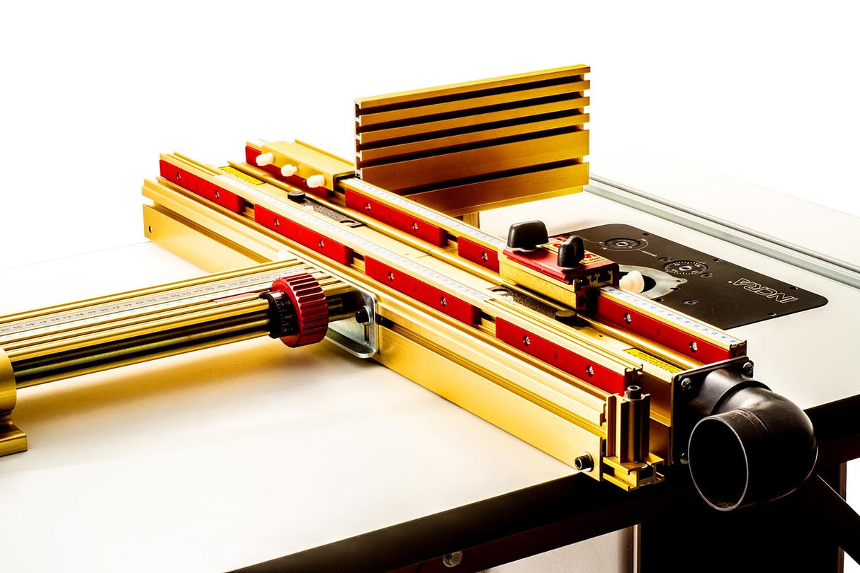 Incra LS Super System 635mm Combination Kit with MAST-R Lift & SRM-1800 Motor, showing precision woodworking tools in use