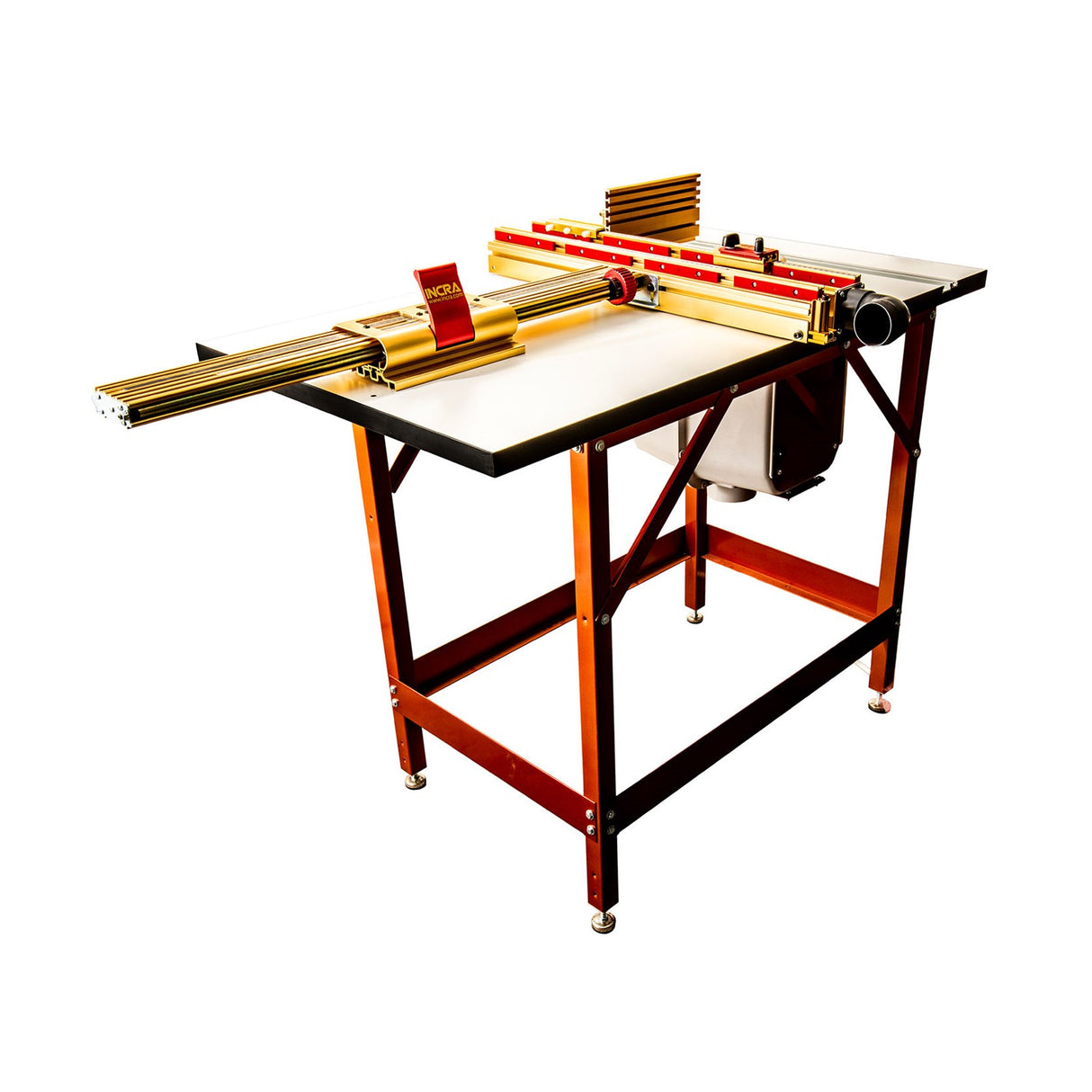 Incra LS Super System 635mm Combo Kit with MAST-R Lift & SRM-1800 Motor - Close-up view of router lift and table setup