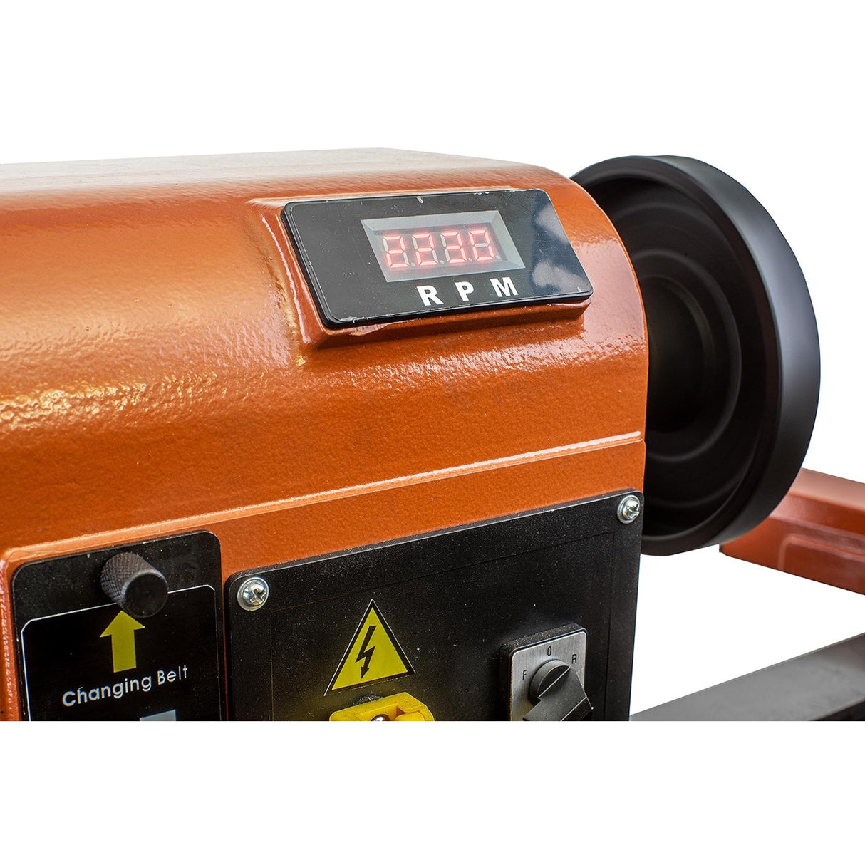 Sherwood Maxi EVS Wood Lathe 400mm Swing 1500W 2HP with Bed Extension in action, showcasing its precision and power