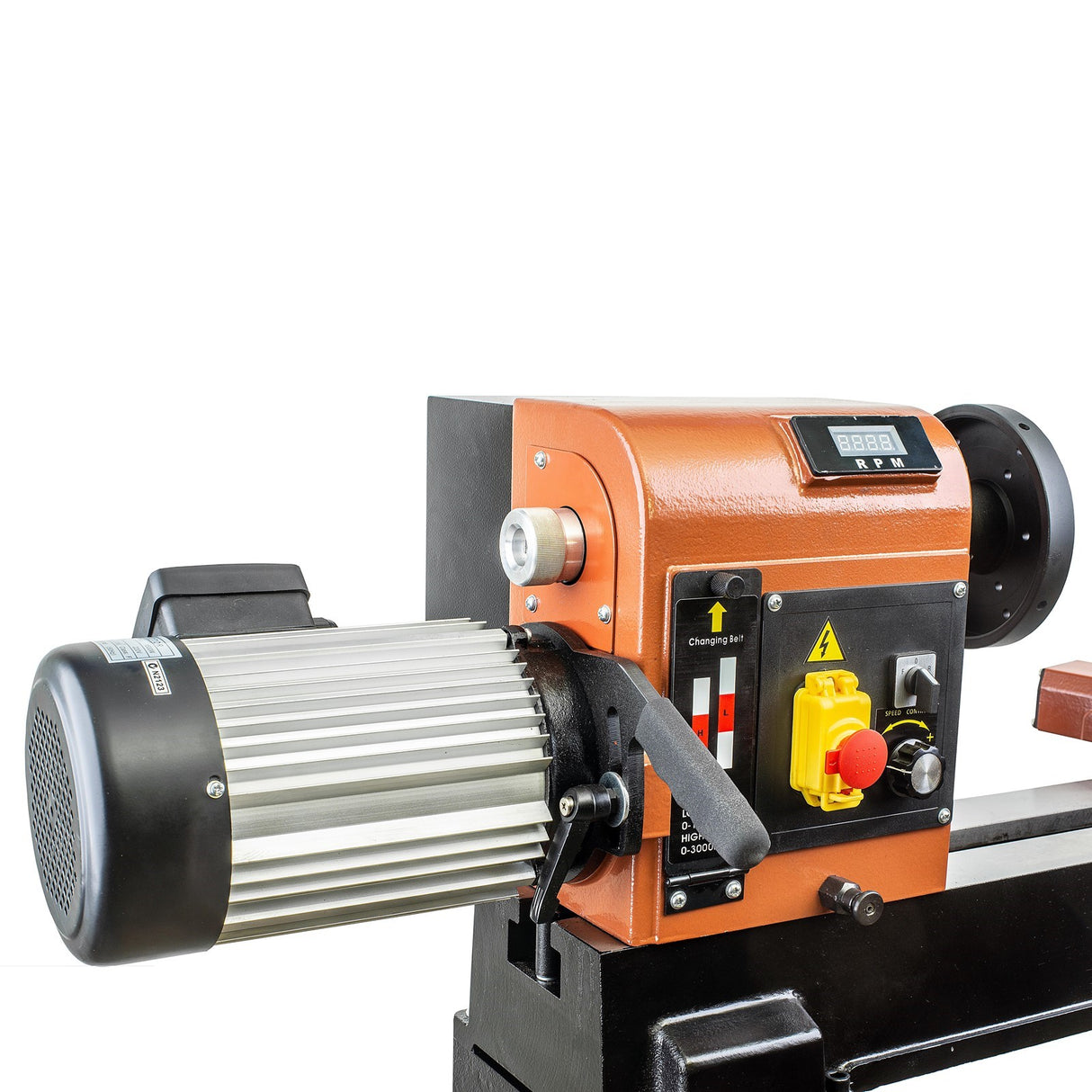 Sherwood Maxi EVS Wood Lathe showing precision machining on bed extension