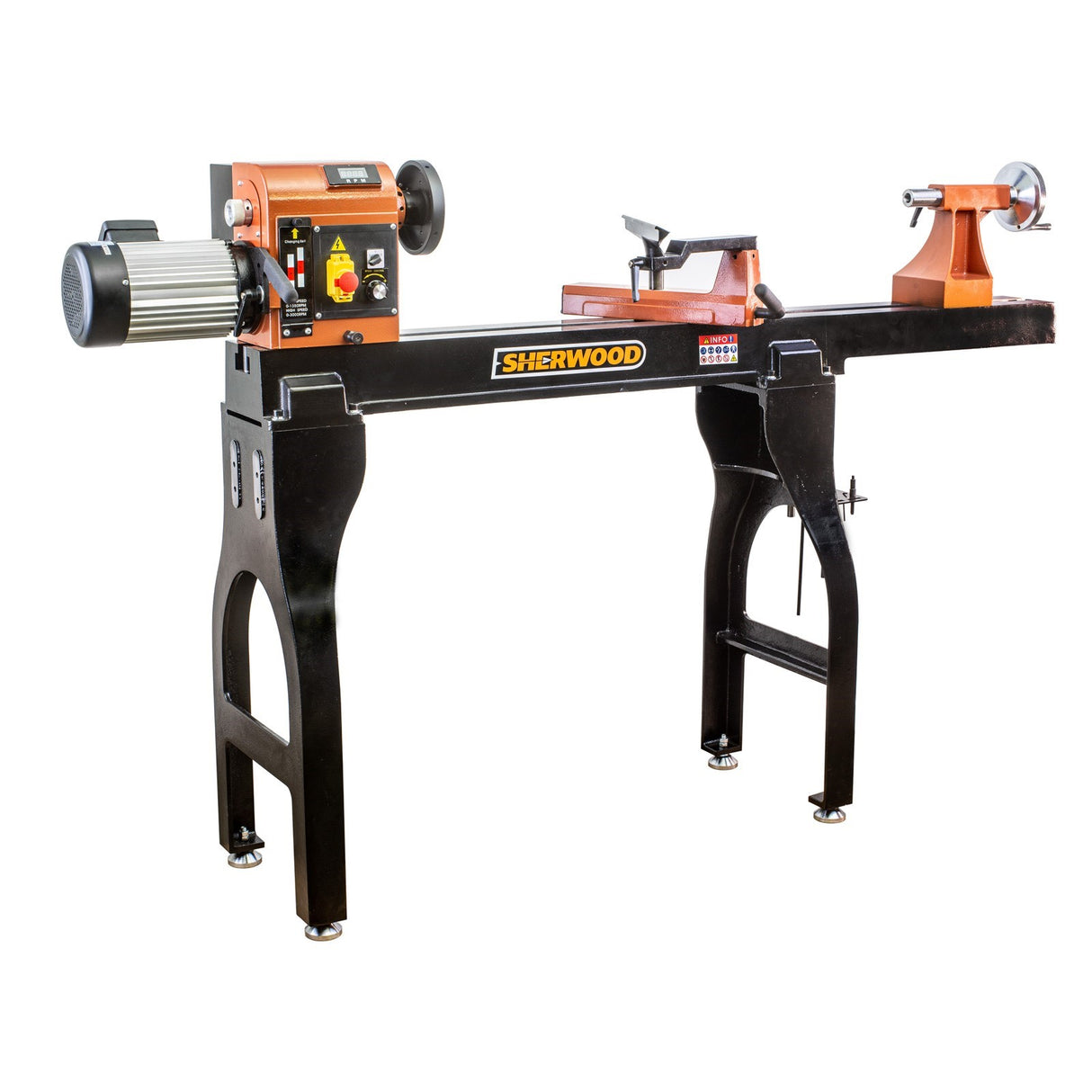 Sherwood Maxi EVS Wood Lathe 400mm Swing 1500W 2HP with Bed Extension in action on woodturning project