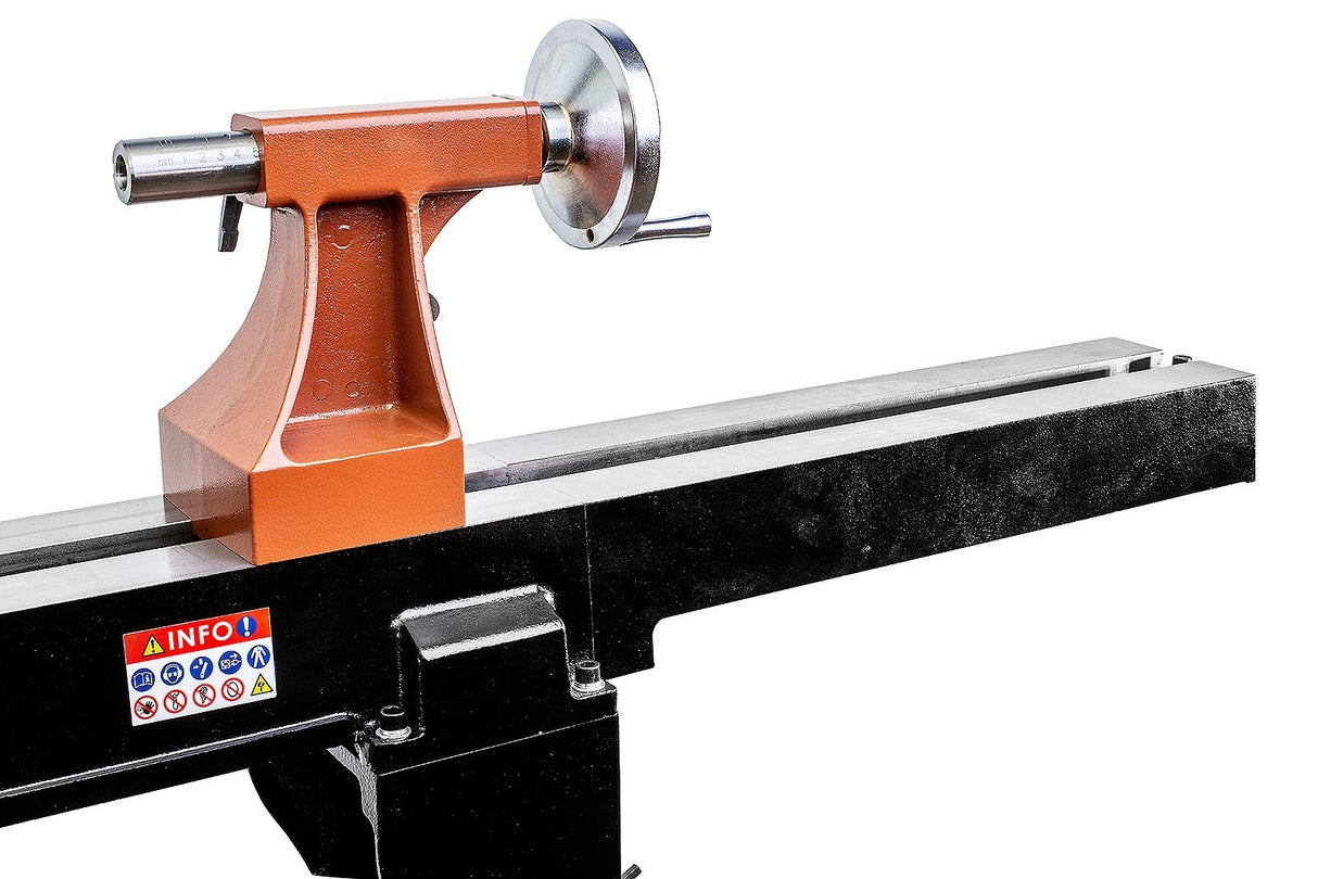 Sherwood Maxi EVS Wood Lathe 400mm Swing 1500W 2HP with Bed Extension in action on workpiece