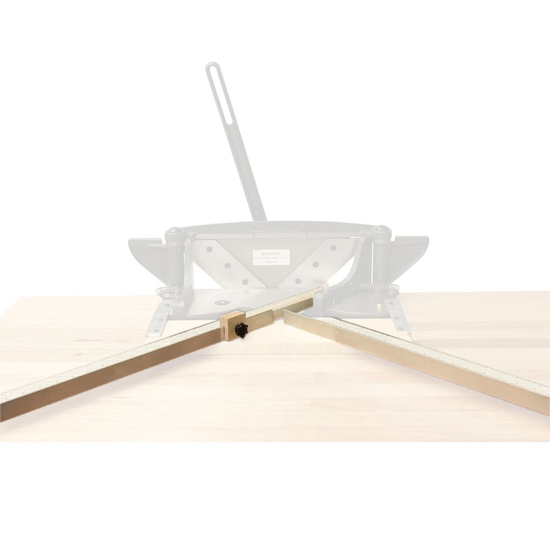 Hand Mitre Trimmer Fence attachment for precise angle settings and consistent moulding lengths