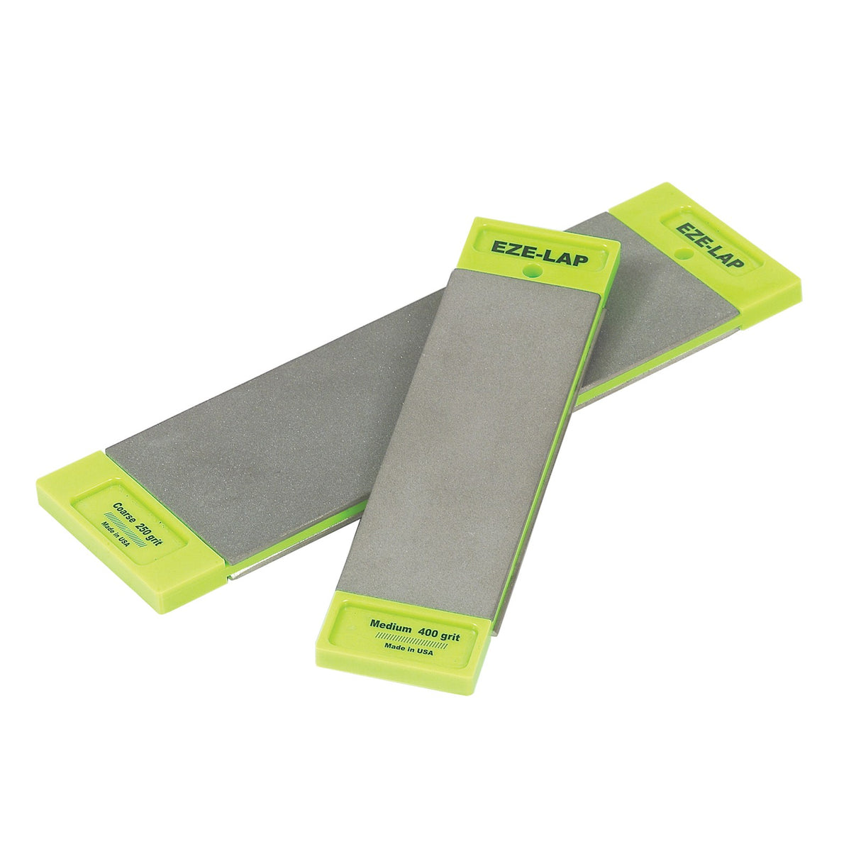 Eze-Lap Set of 2 Double Sided Diamond Sharpening Stones 250 - 1200 Grit: Two compact dual-sided sharpening stones in assorted grits