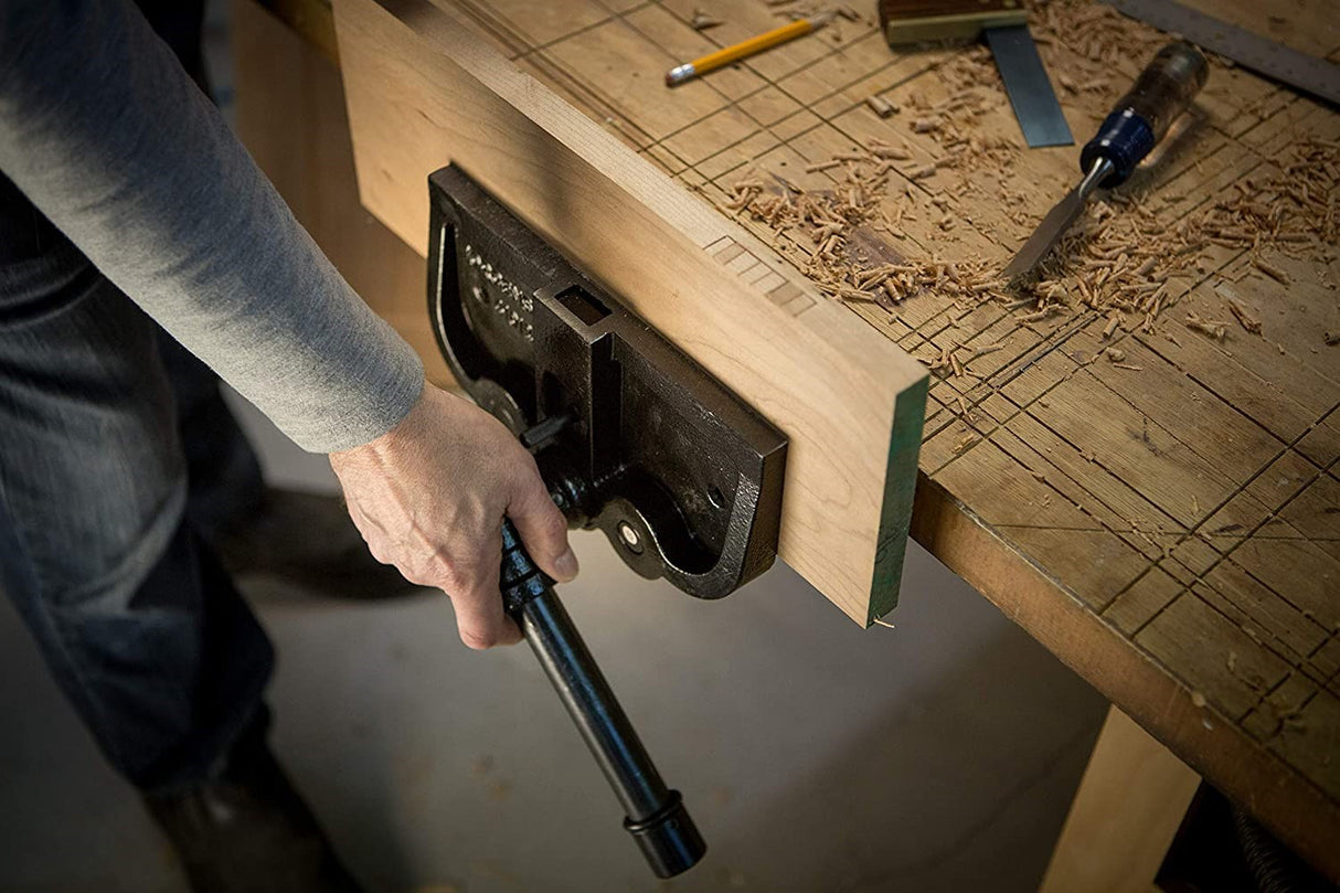 Professional Rapid-Acting Woodworker's Vice showcasing cold-drawn steel twin guide bars and steel handles